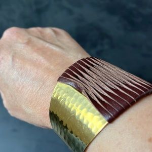 Noonday Archer Brass and Leather Cuff